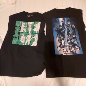 Two Attack On Titan anime shirts